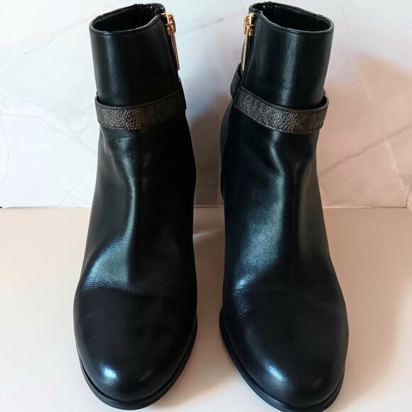 LIKE NEW 💎 MICHAEL KORS BLACK LEATHER SIDE ZIP ANKLE BOOTS SIZE 8 ~ AWESOME! - Picture 2 of 9